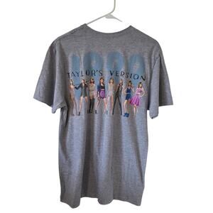 Taylor Swift 1989 Taylors Version Short Sleeve Tee Size Medium Gray Concert Band